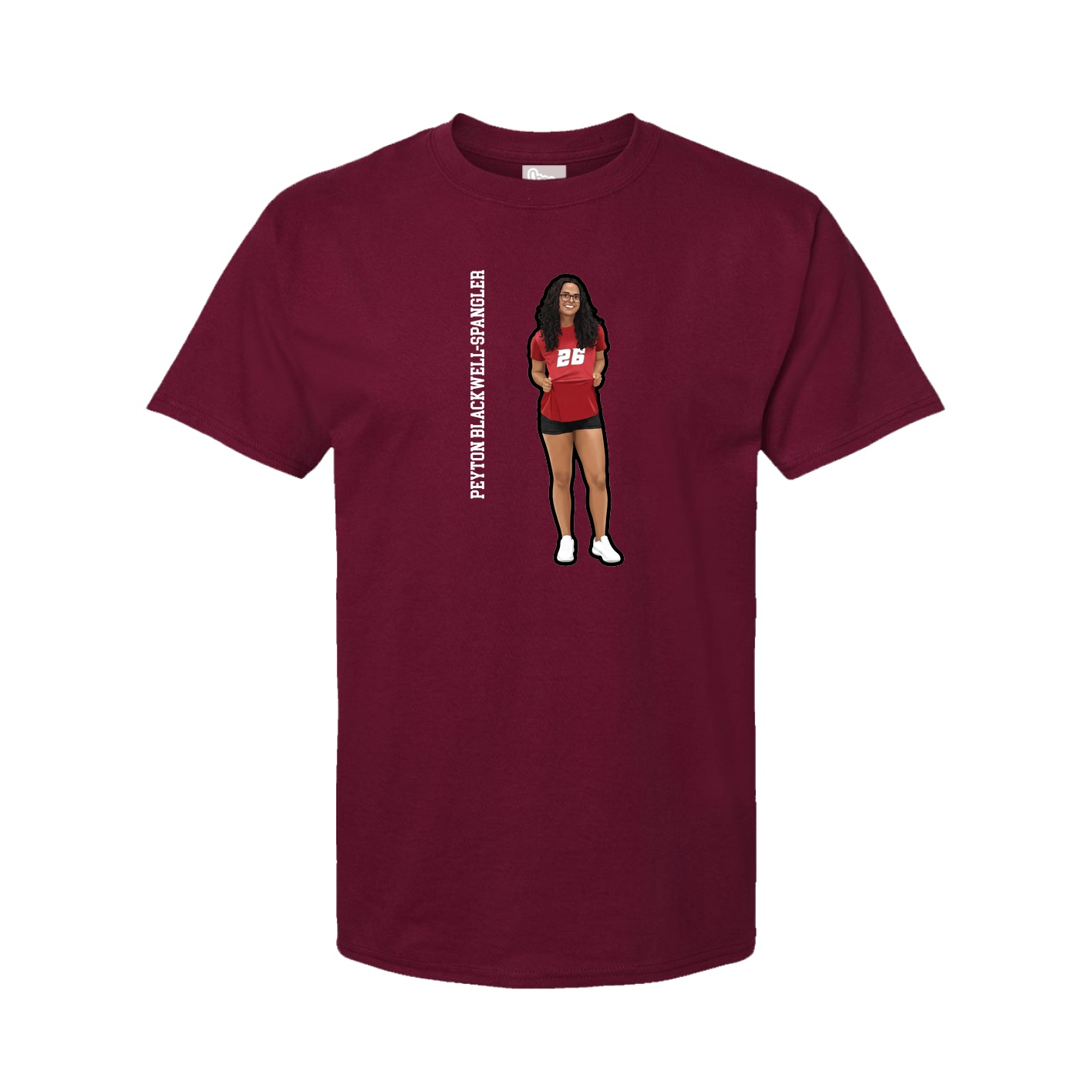 Youth Tee — Name Vertical in Cardinal