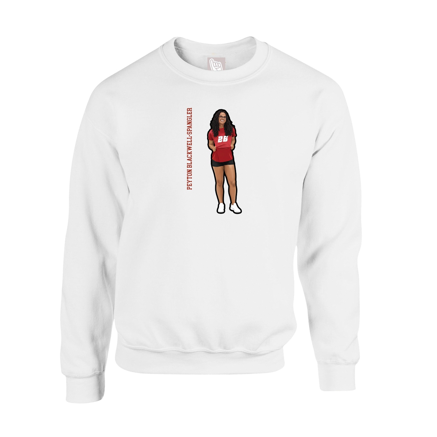Fleece Crew — Name Vertical in White