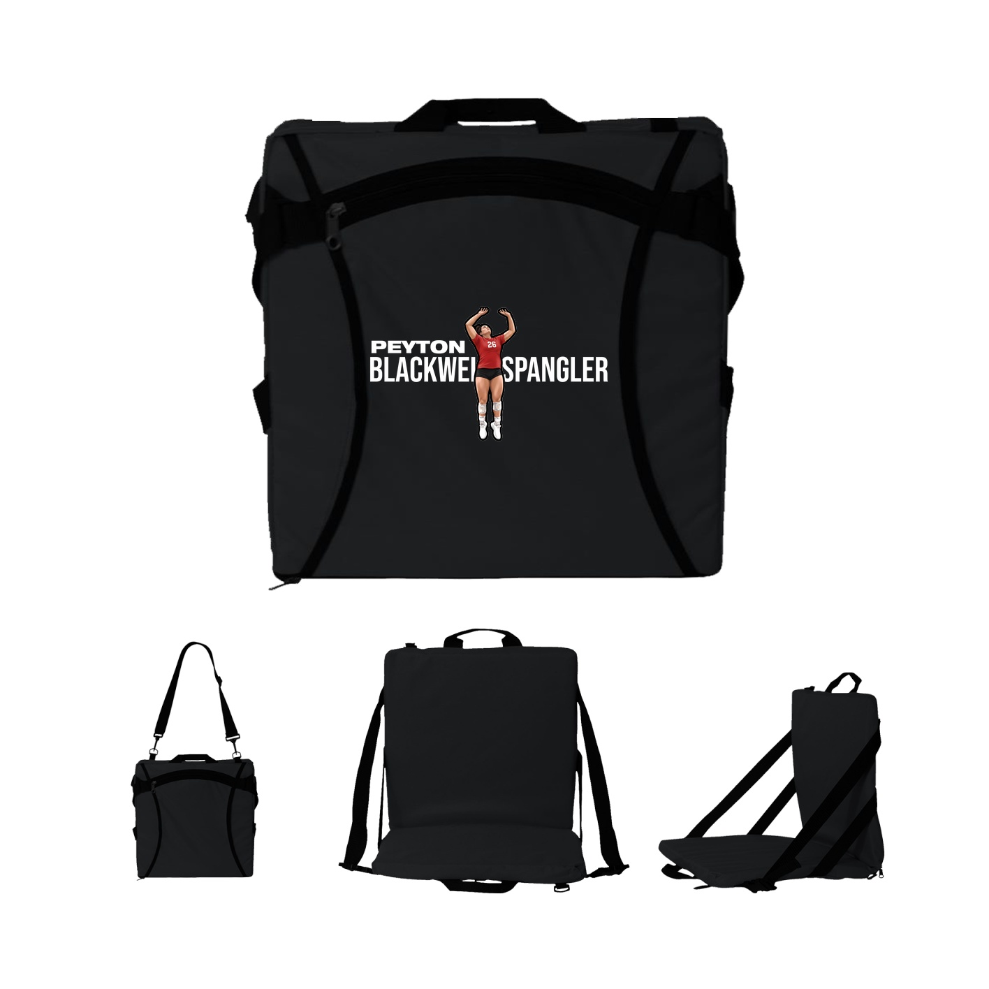 Folding Stadium Seat — Player Name in Black