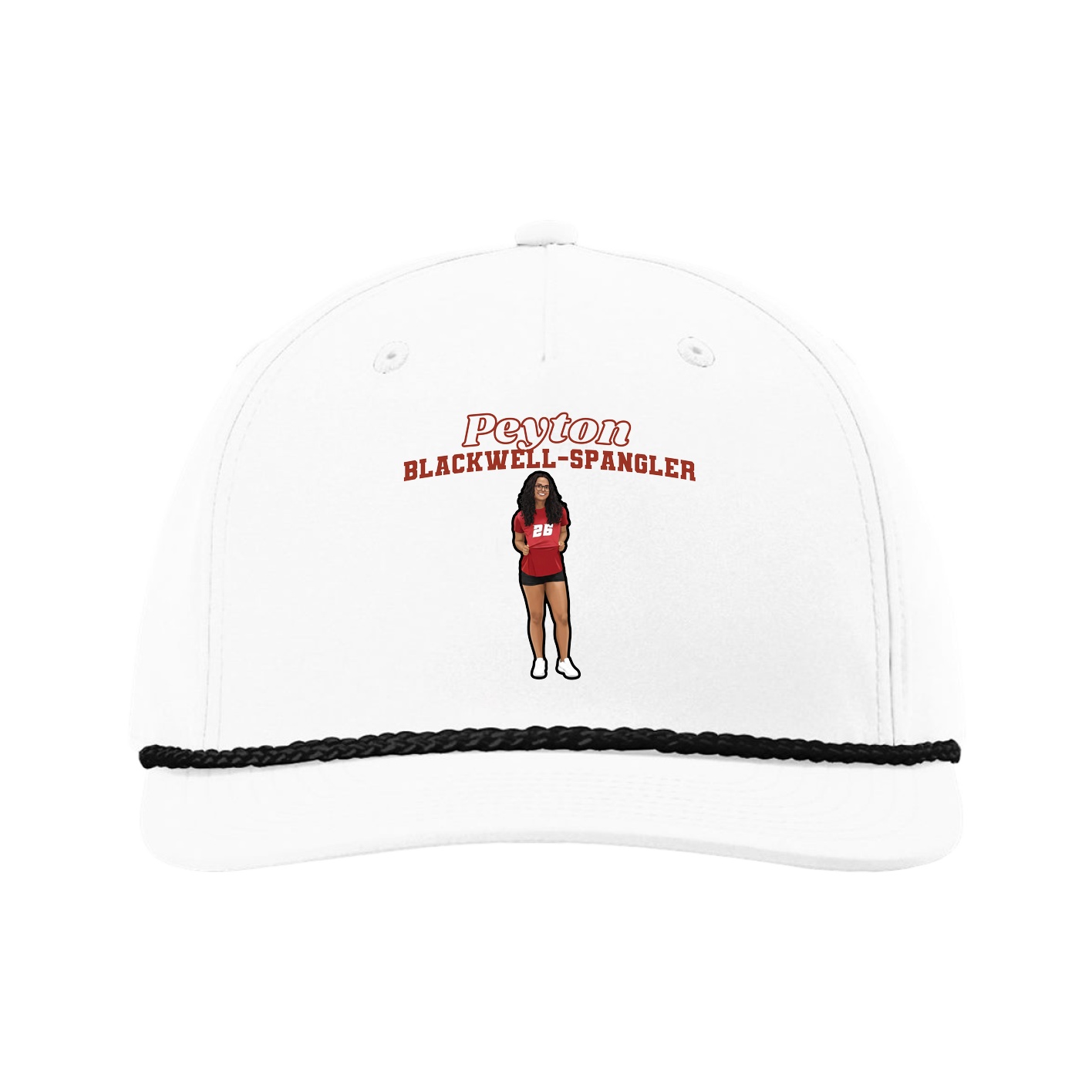 Five-Panel Classic Rope Cap — Name Arch in White