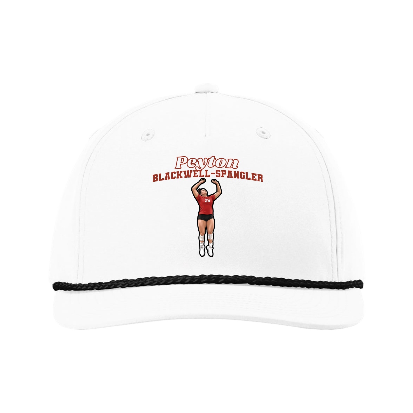 Five-Panel Classic Rope Cap — Name Arch in White