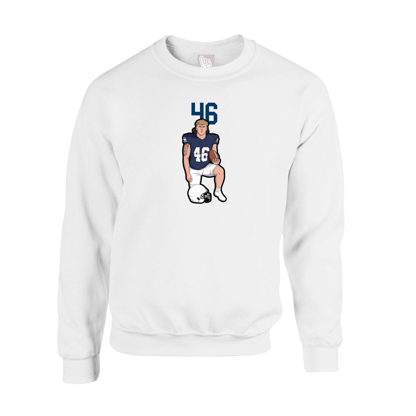 Fleece Crew — Number Top in White