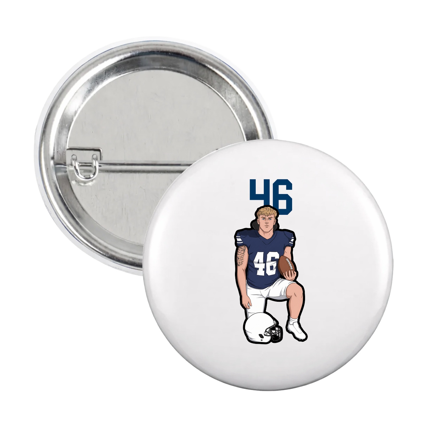 Game Day Button — Number Top in White