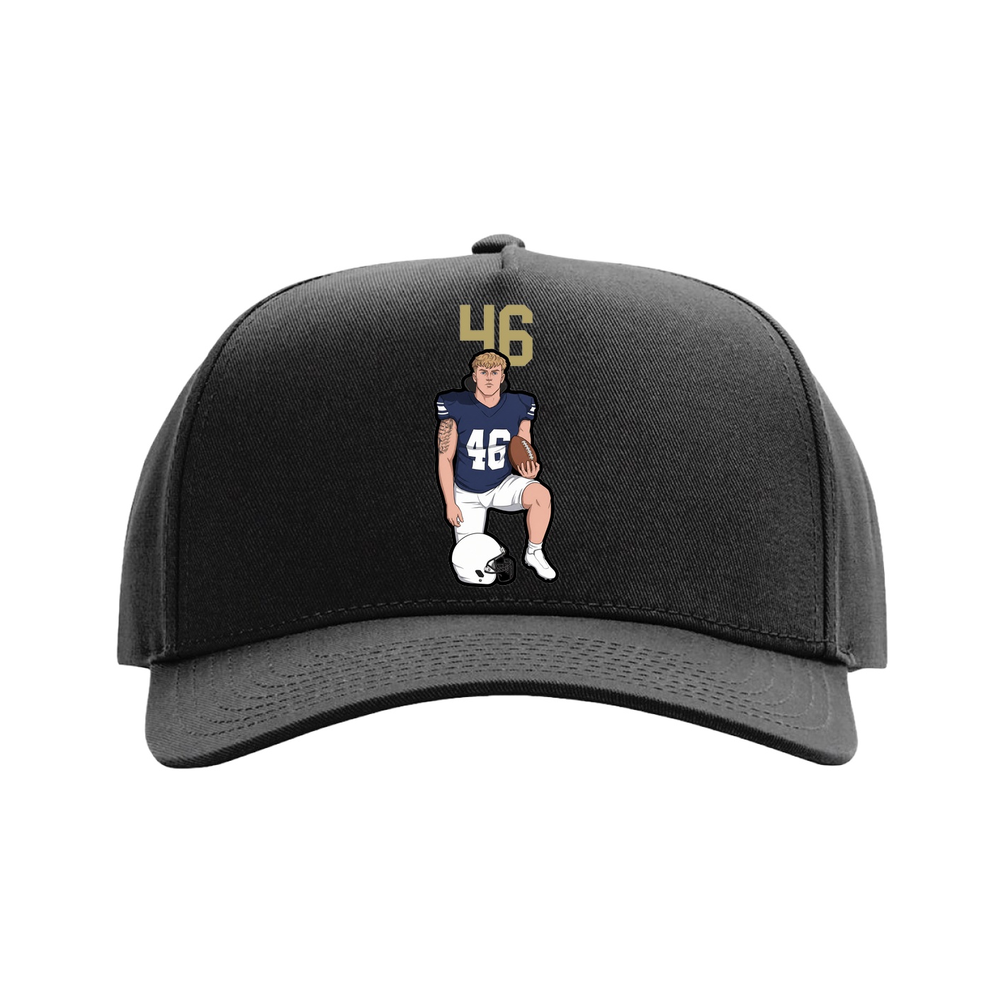 Full Fabric Five-Panel Champ Cap — Number Top in Black