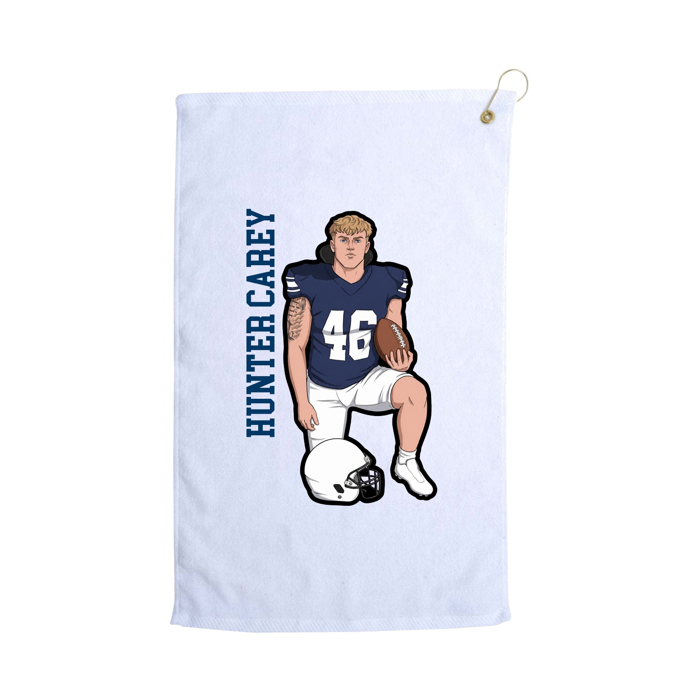 Golf Towel — Name Vertical in White