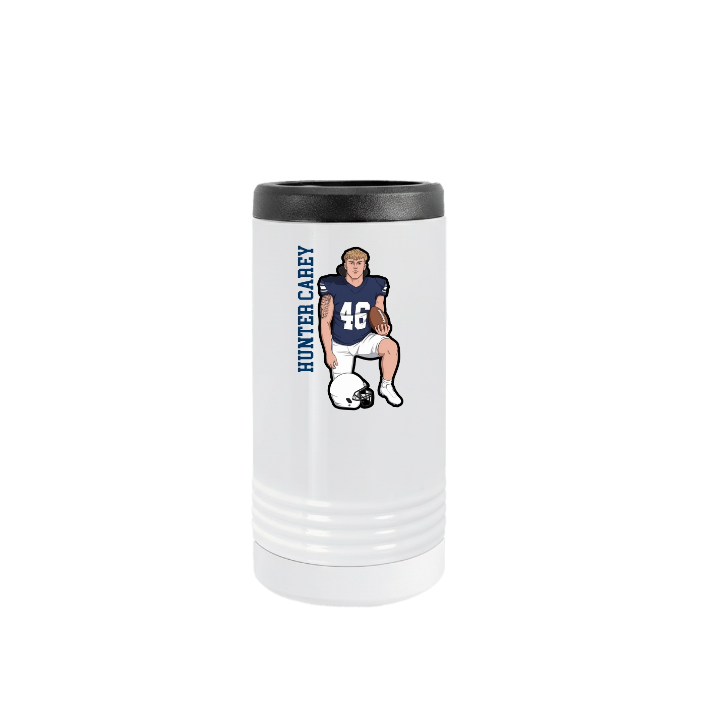 Slim Beverage Holder — Name Vertical in White