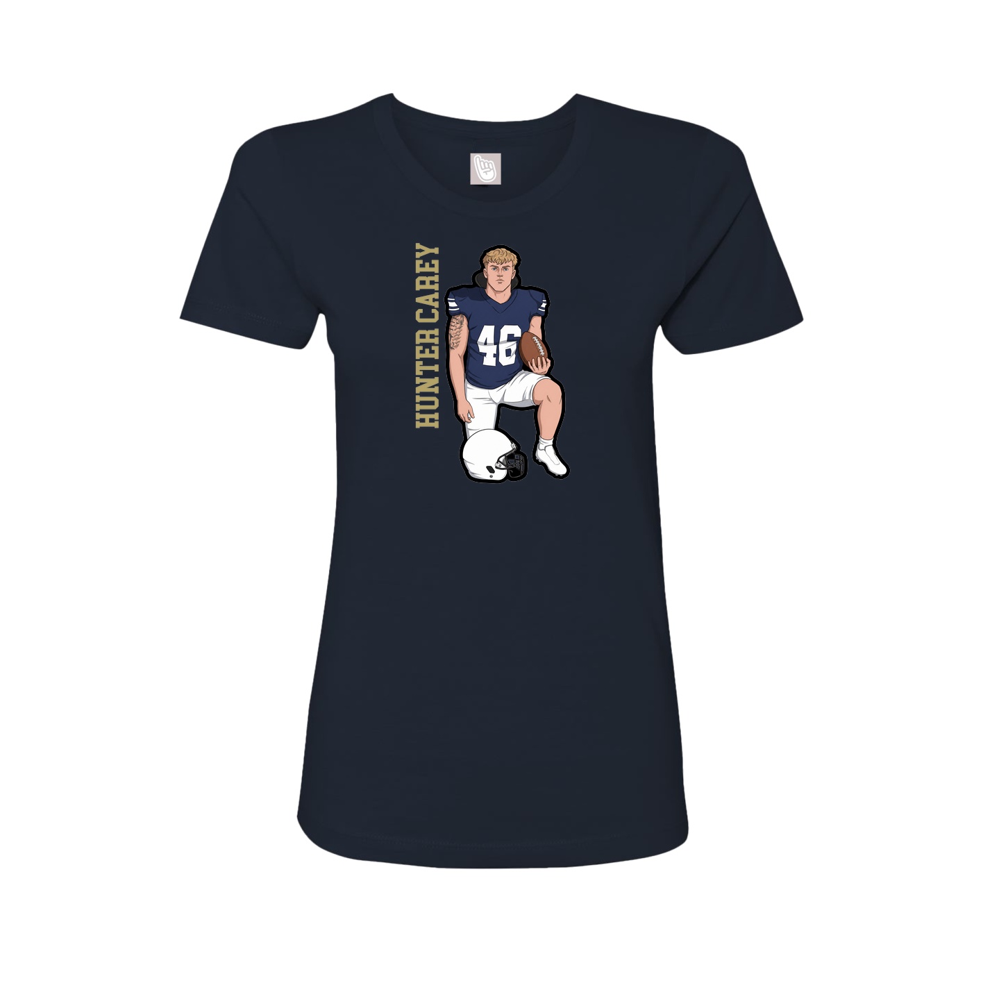 Fitted Women's Tee — Name Vertical in Navy