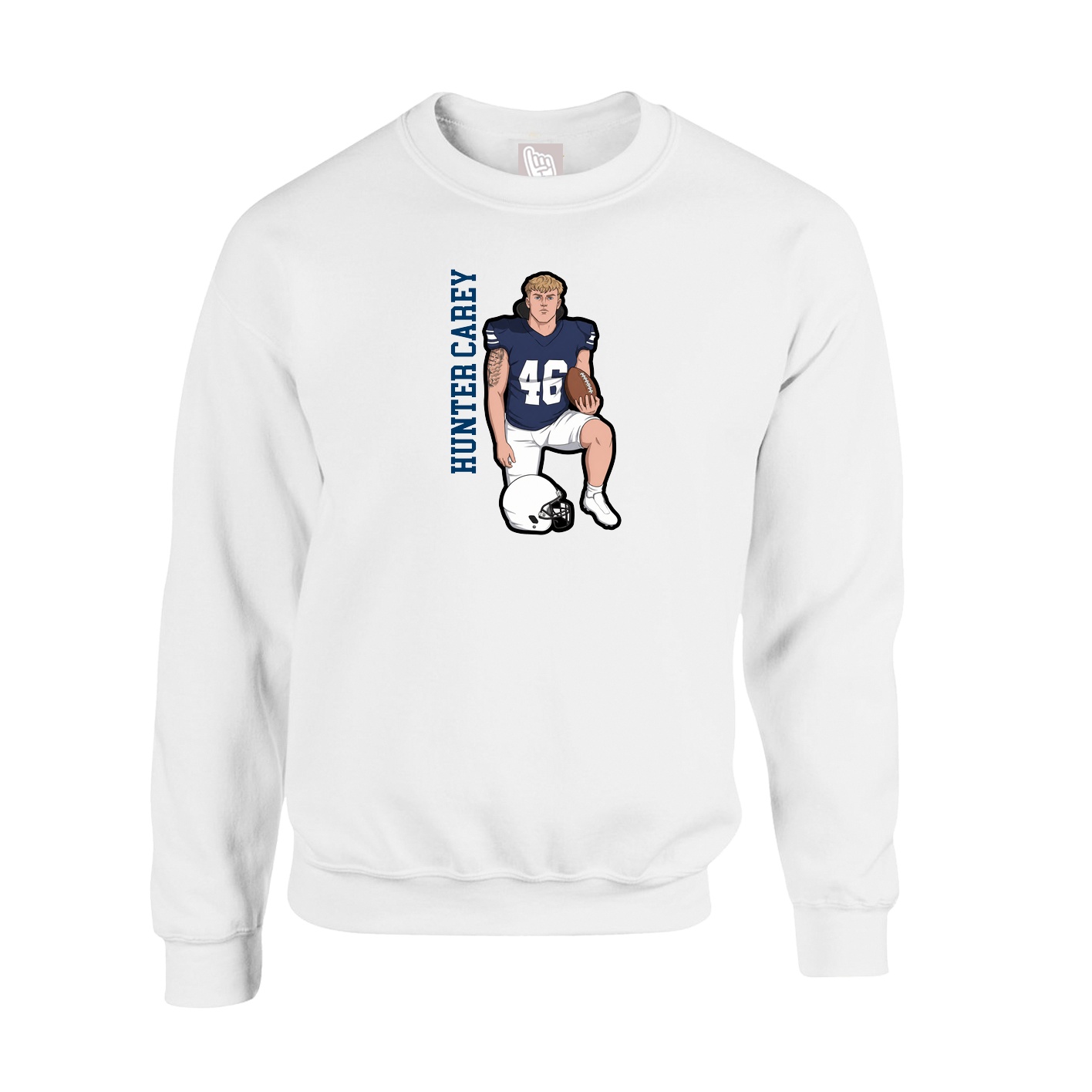 Fleece Crew — Name Vertical in White