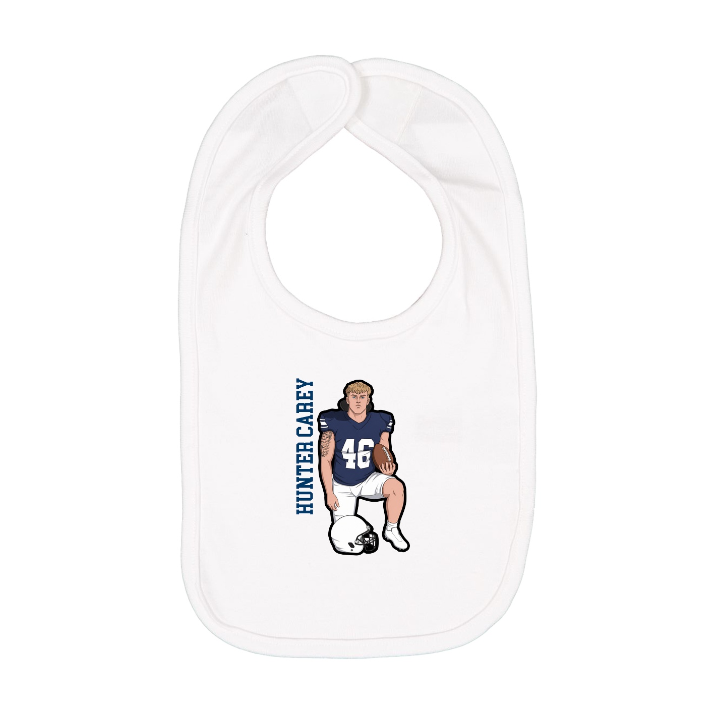 Infant Bib — Name Vertical in White