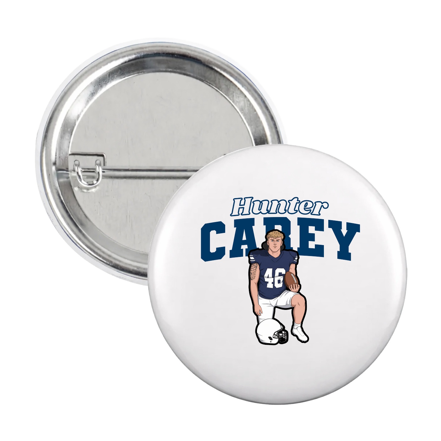 Game Day Button — Name Arch in White