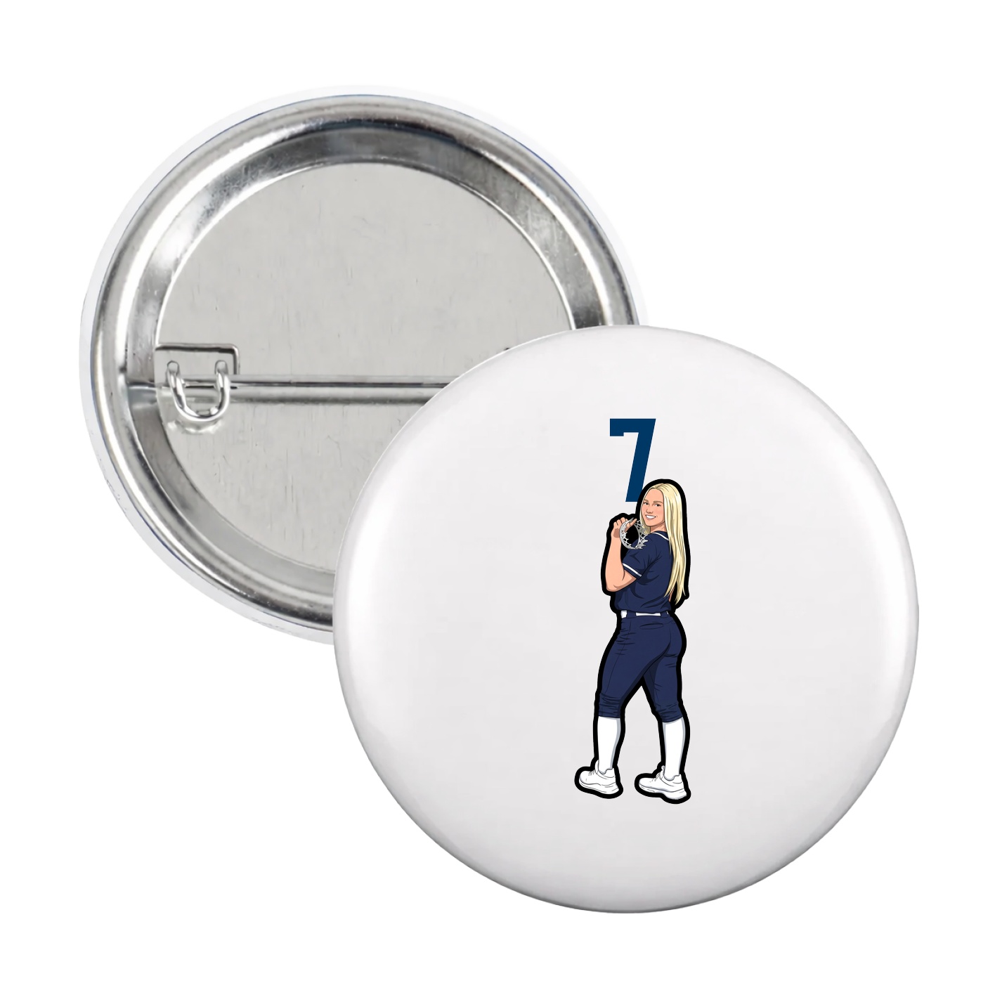 Game Day Button — Number Top in White