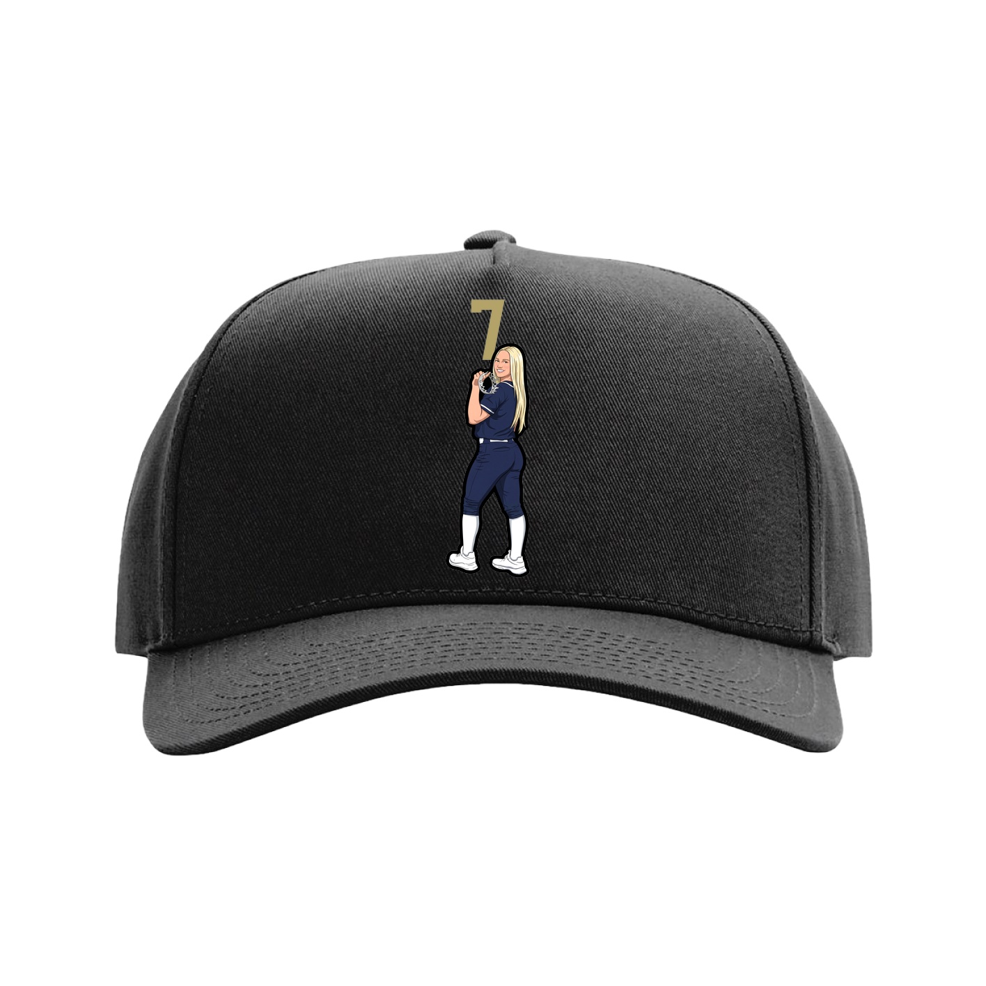 Full Fabric Five-Panel Champ Cap — Number Top in Black