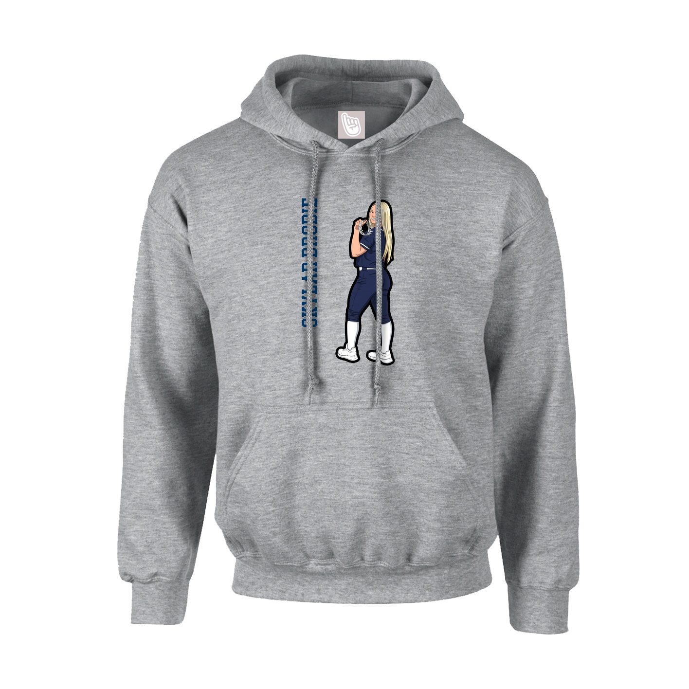 Youth Hoodie — Name Vertical in Grey