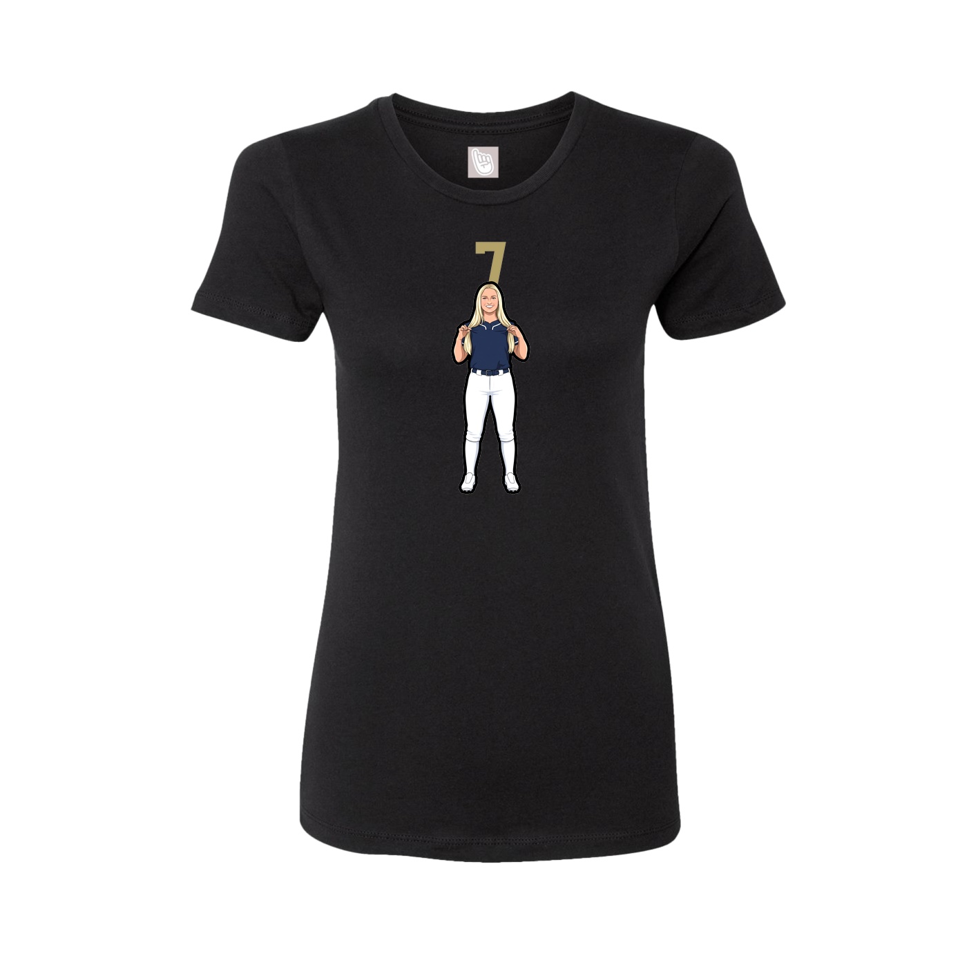 Fitted Women's Tee — Number Top in Black