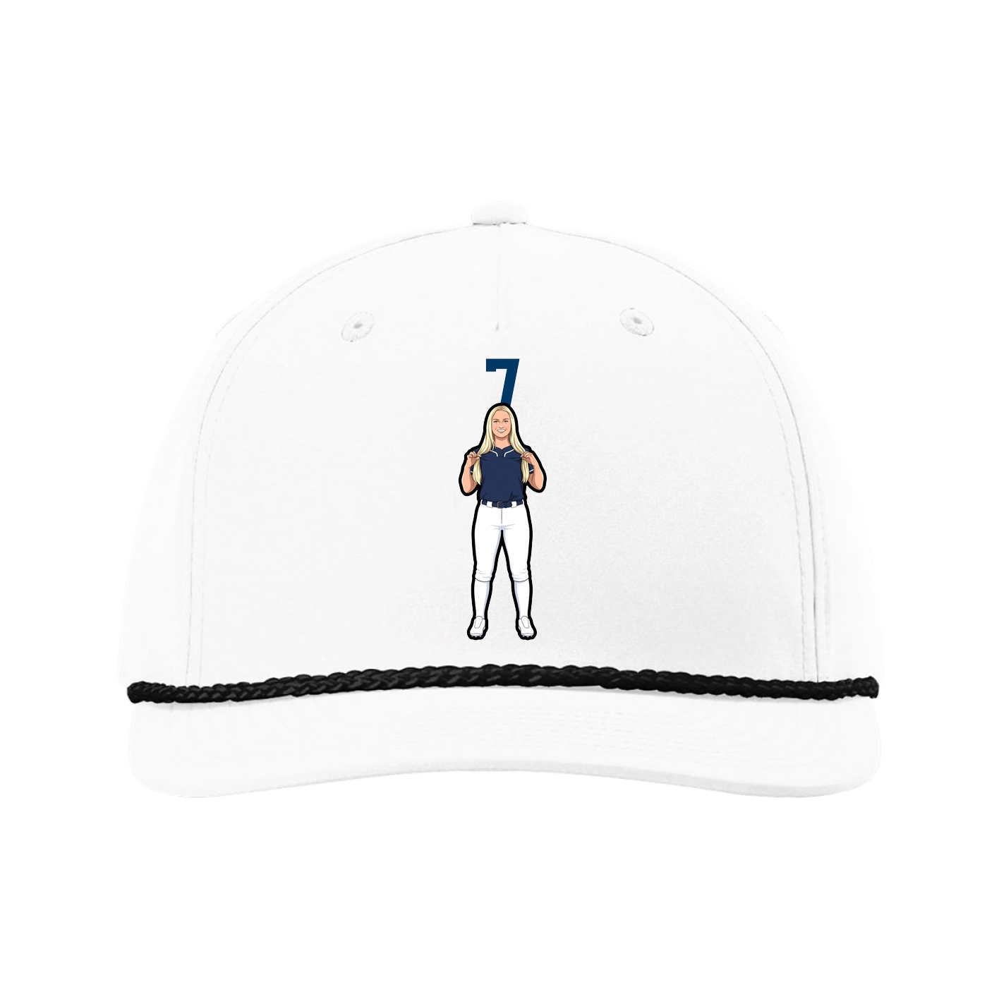 Five-Panel Classic Rope Cap — Number Top in White