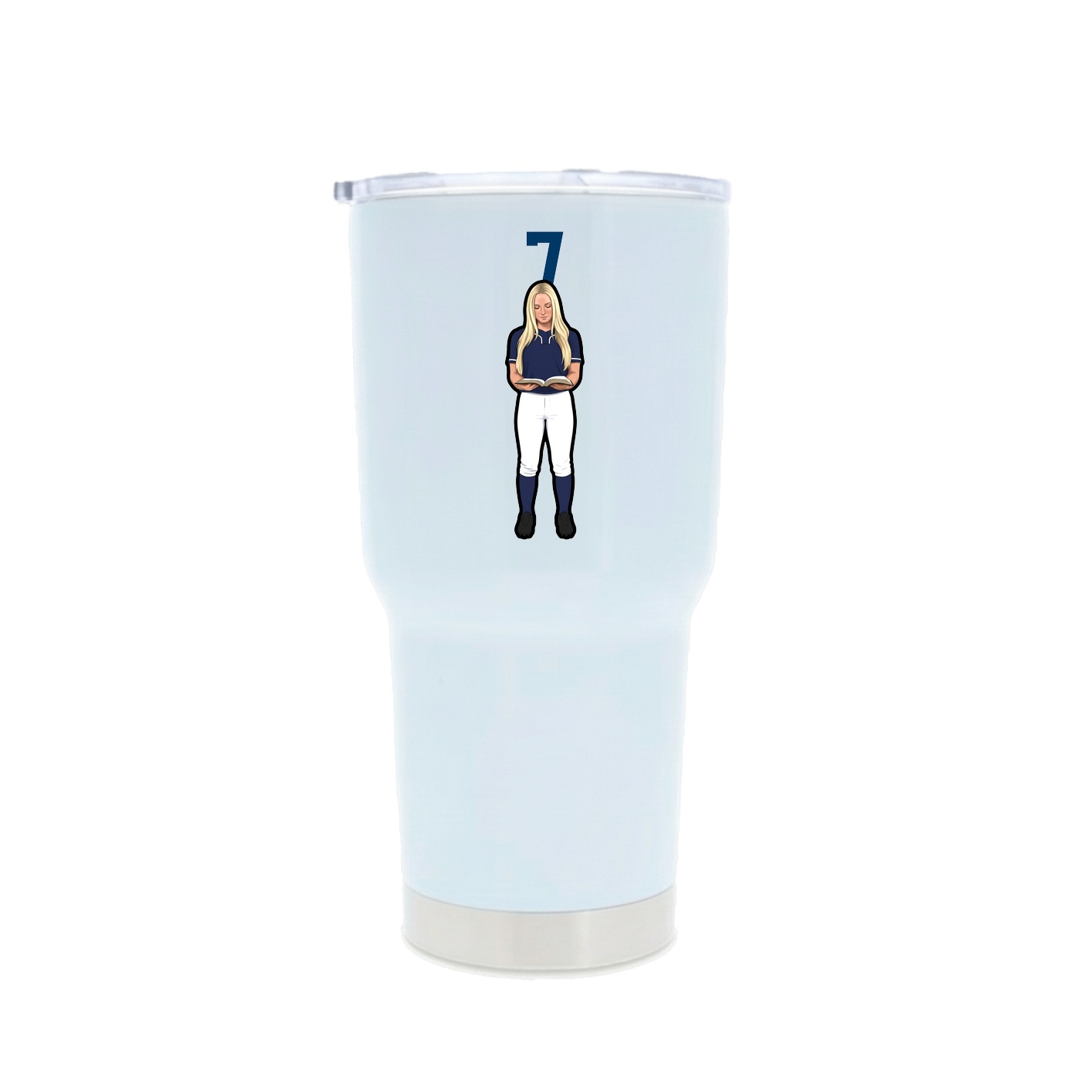 30oz Stainless Steel Tumbler — Number Top in White