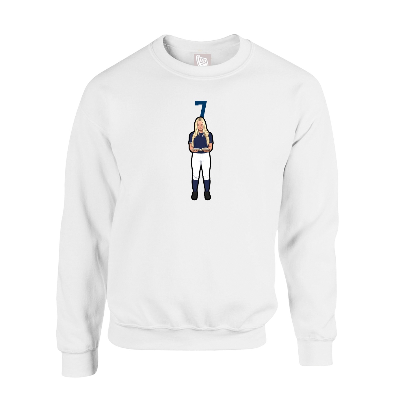 Fleece Crew — Number Top in White