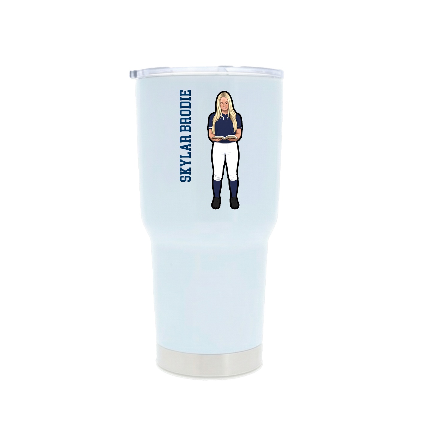 30oz Stainless Steel Tumbler — Name Vertical in White