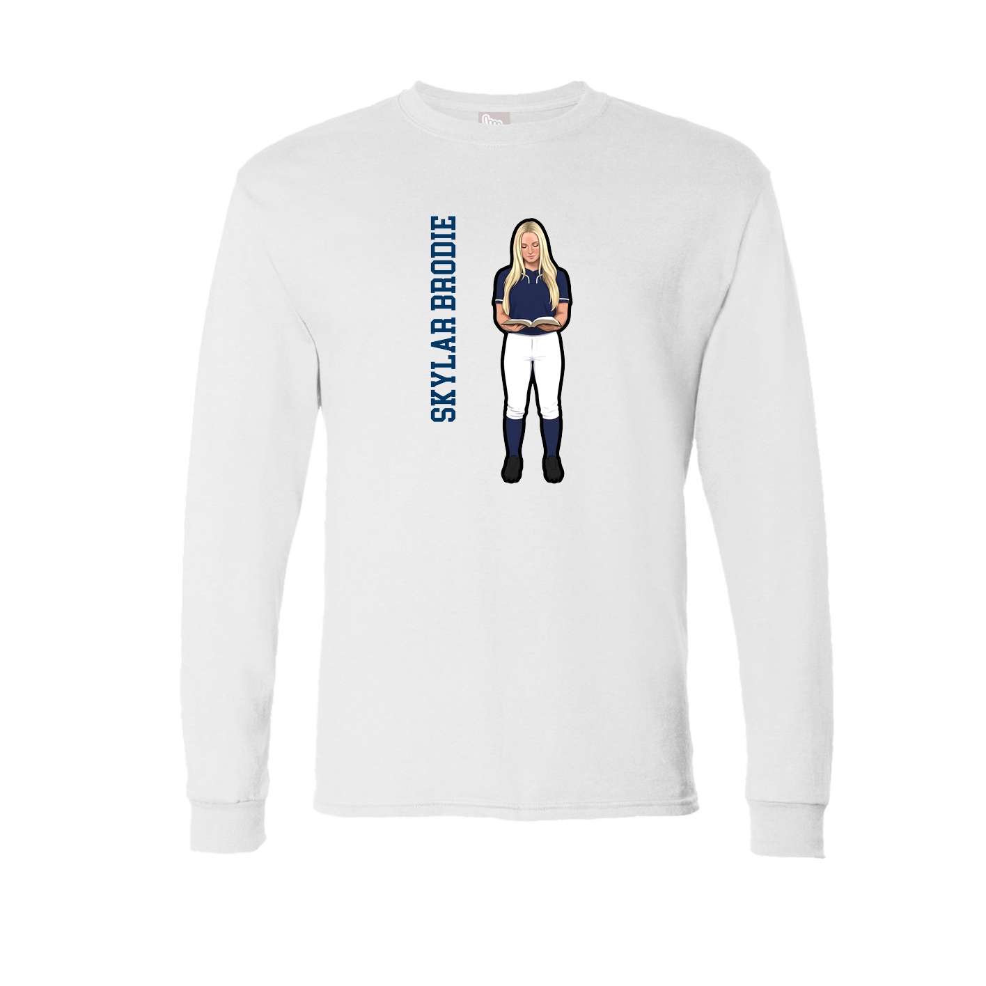 Long Sleeve Tee — Name Vertical in White
