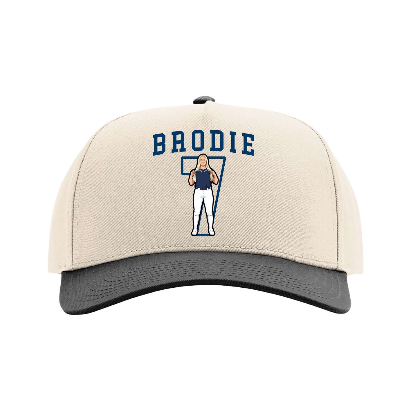 Full Fabric Five-Panel Champ Cap — Shirsey in Cream/Black