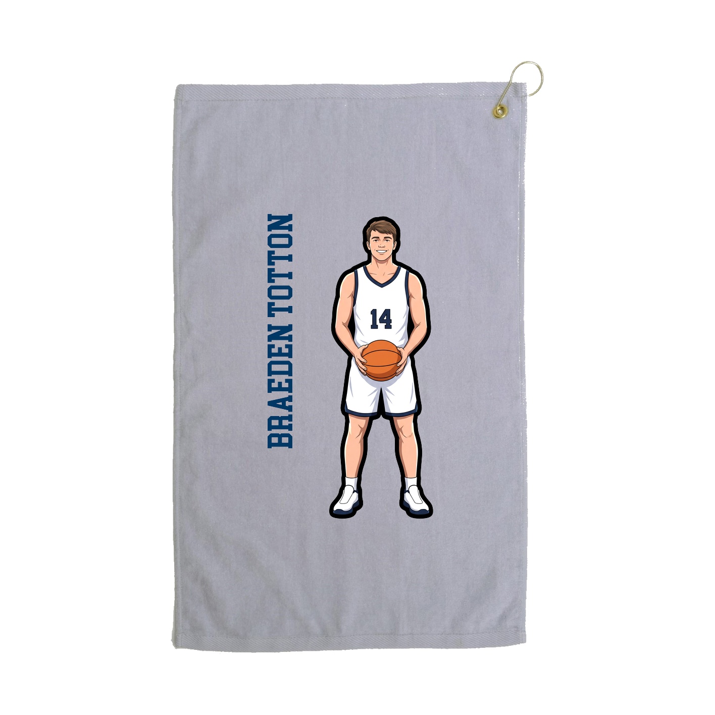 Golf Towel — Name Vertical in Grey