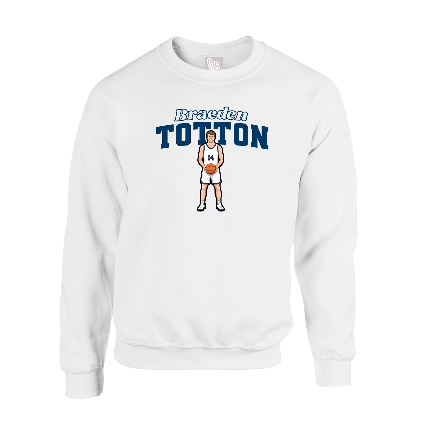 Fleece Crew — Name Arch in White