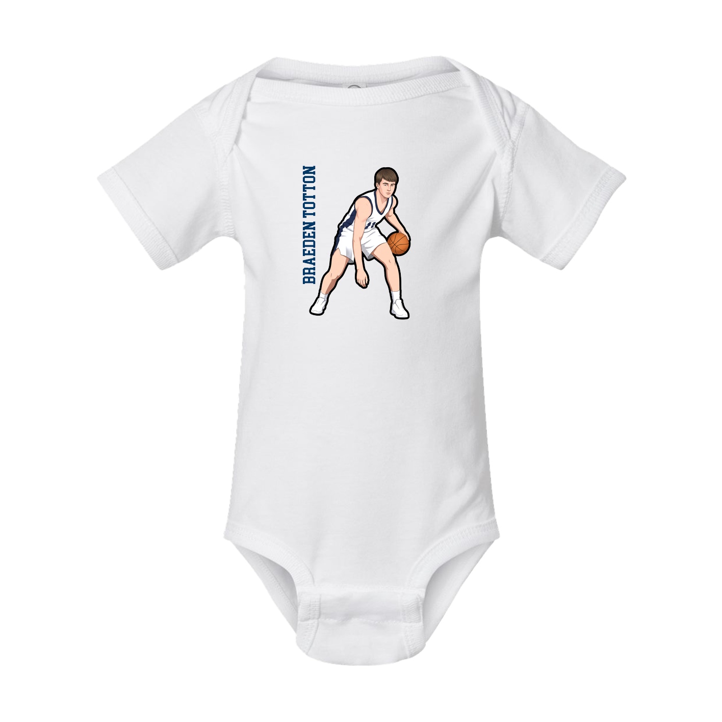 Baby Onesie — Name Vertical in White