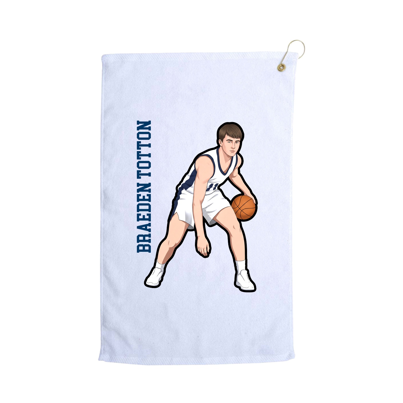 Golf Towel — Name Vertical in White