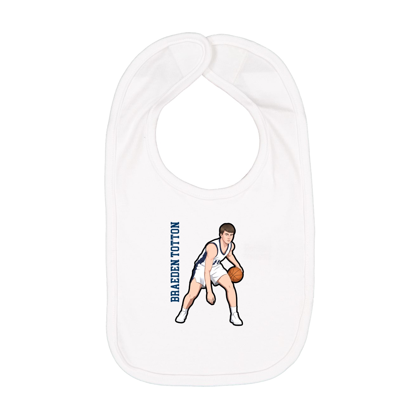 Infant Bib — Name Vertical in White