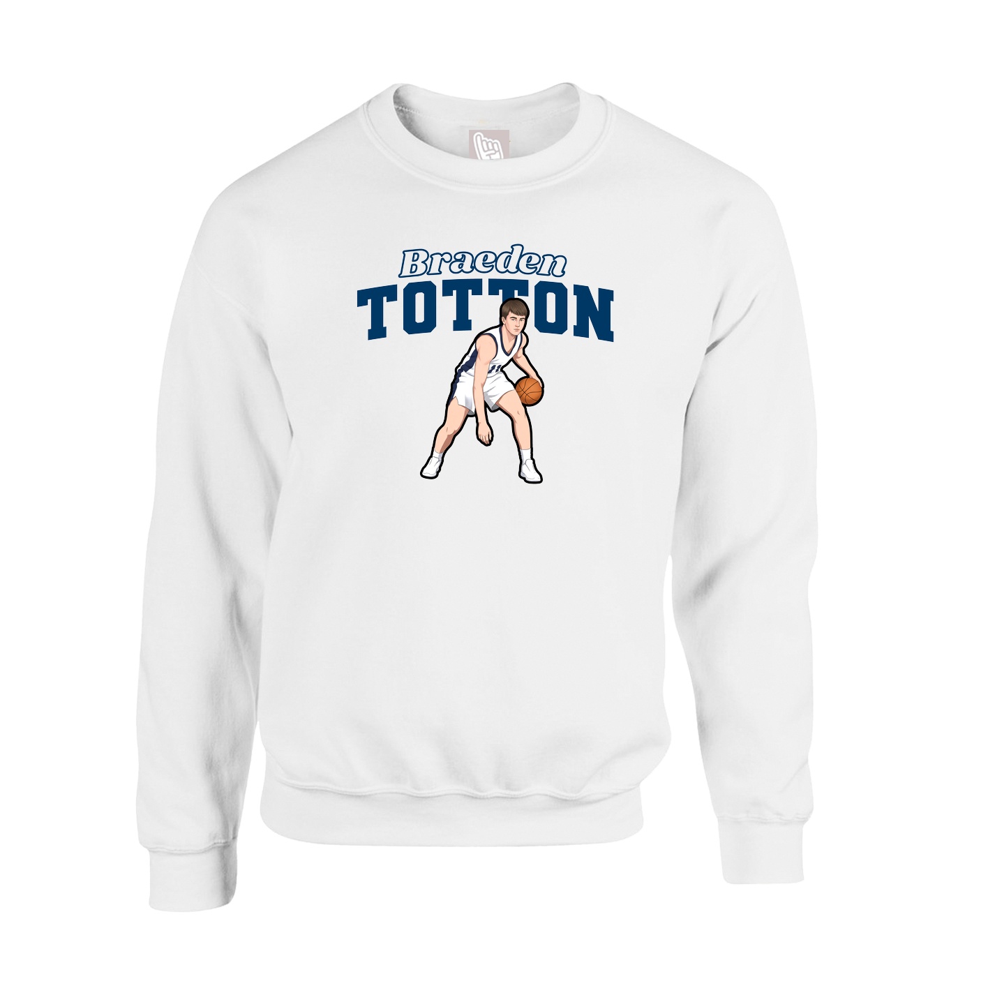 Fleece Crew — Name Arch in White