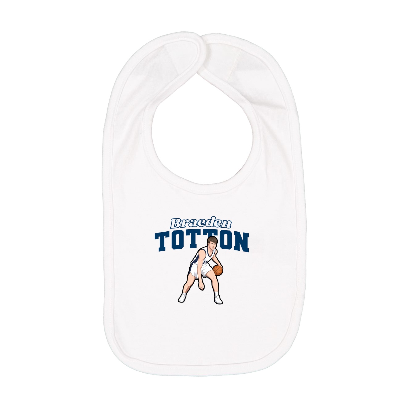 Infant Bib — Name Arch in White