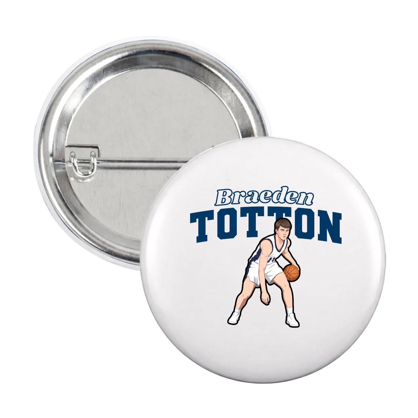 Game Day Button — Name Arch in White