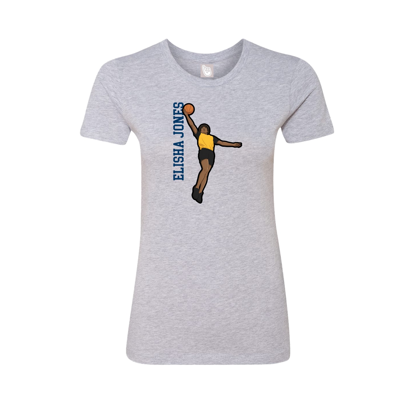 Fitted Women's Tee — Name Vertical in Grey