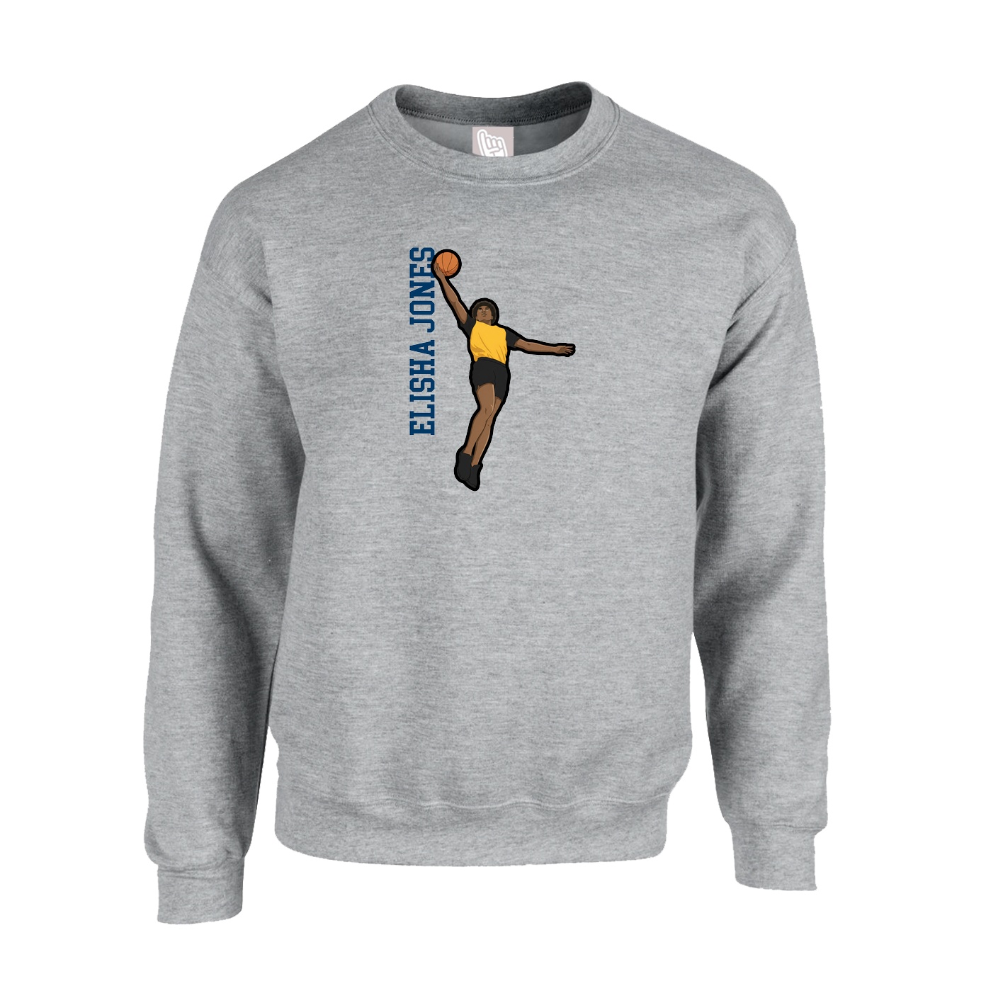 Fleece Crew — Name Vertical in Grey