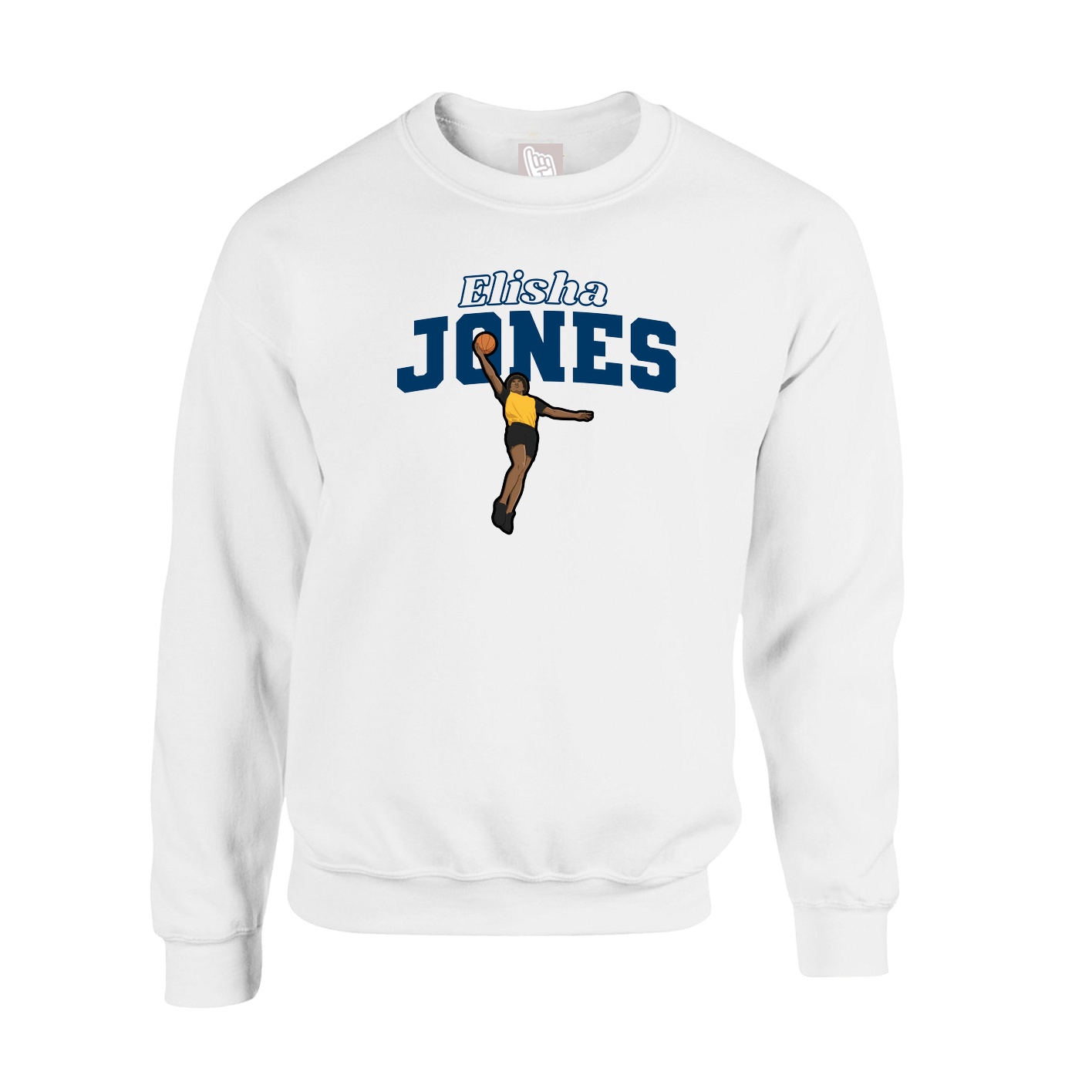 Fleece Crew — Name Arch in White