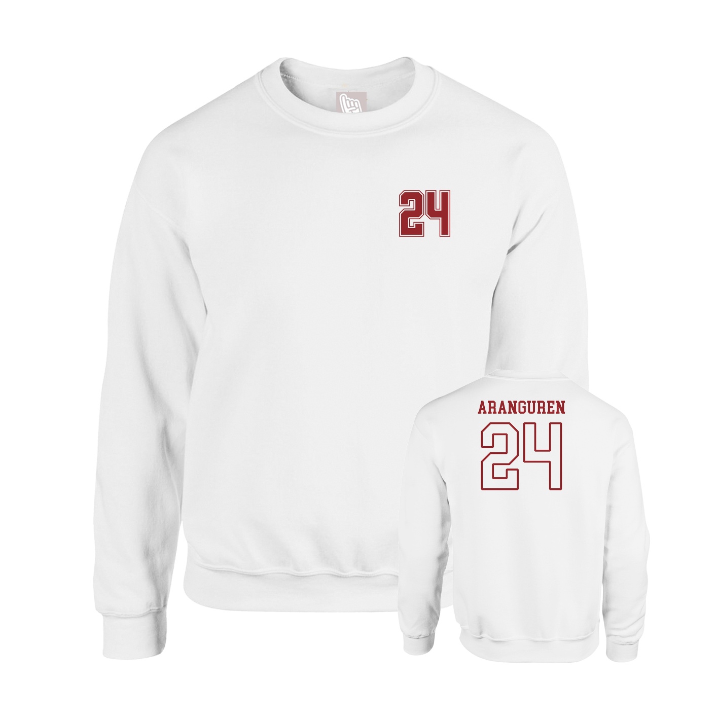 Fleece Crew — Chest Back in White