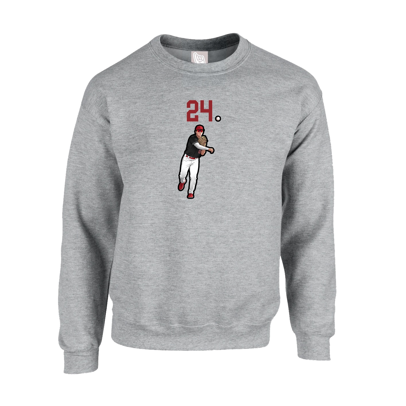 Fleece Crew — Number Top in Grey