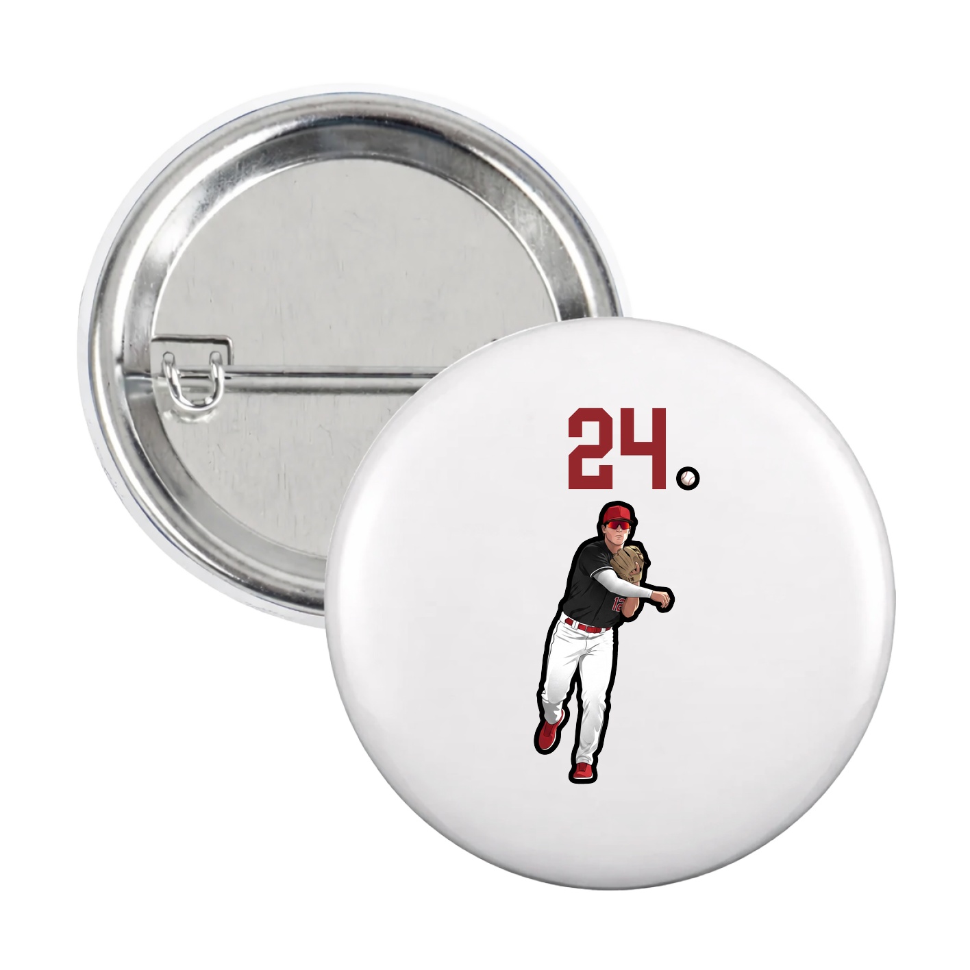 Game Day Button — Number Top in White