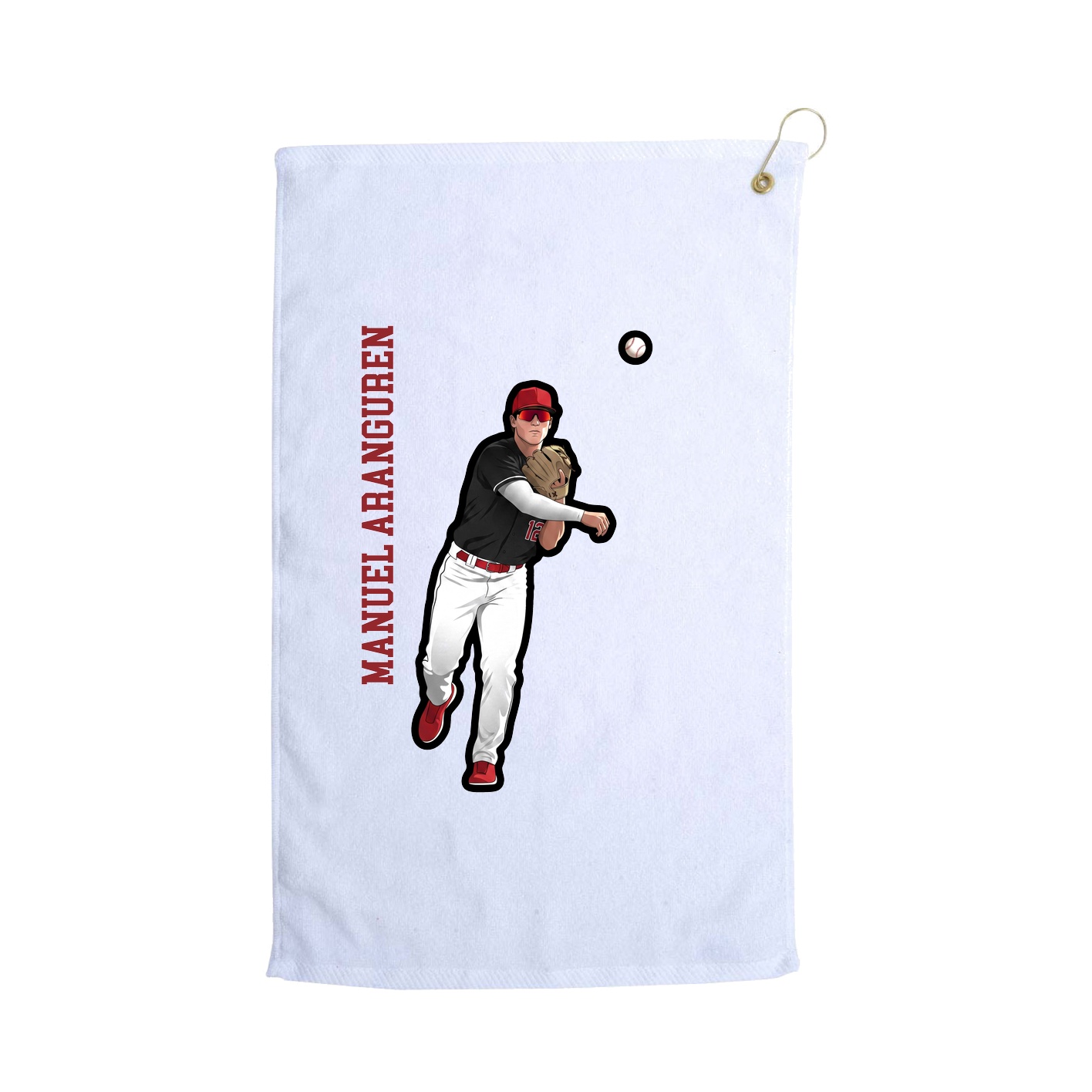 Golf Towel — Name Vertical in White