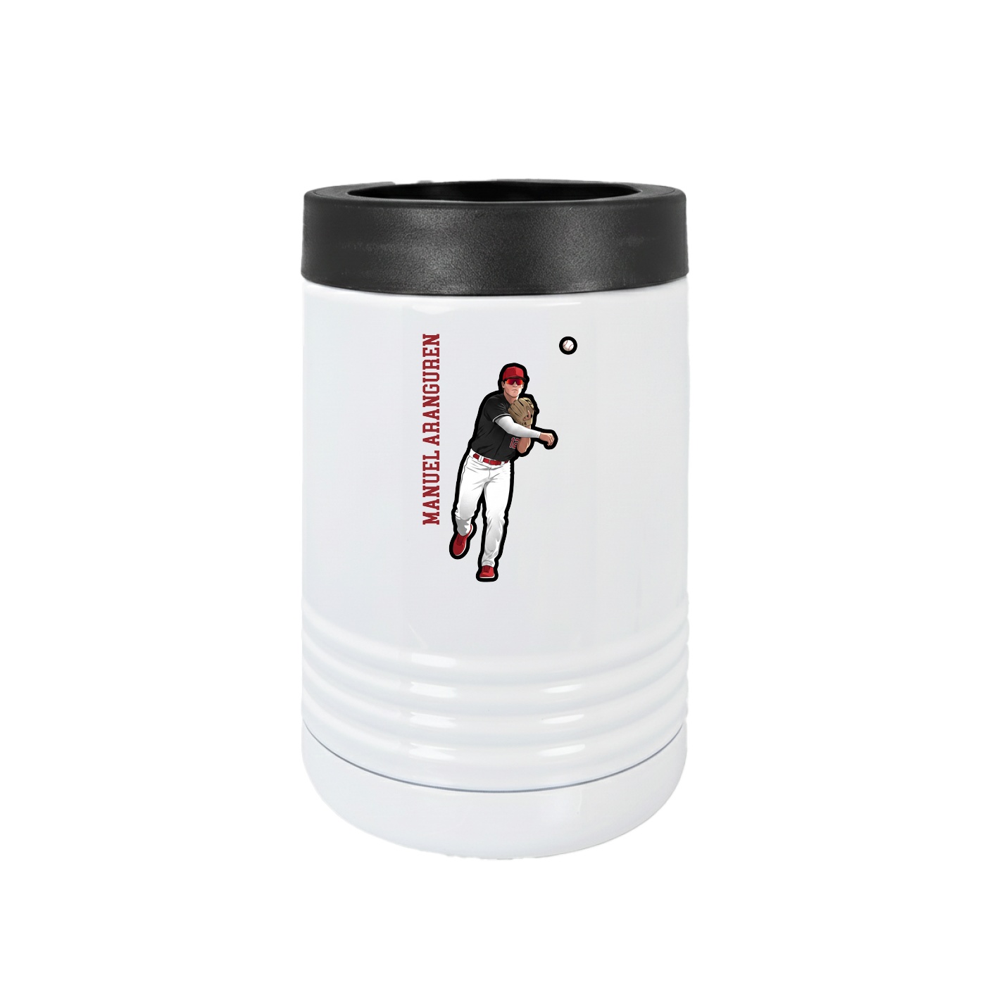 Beverage Holder — Name Vertical in White
