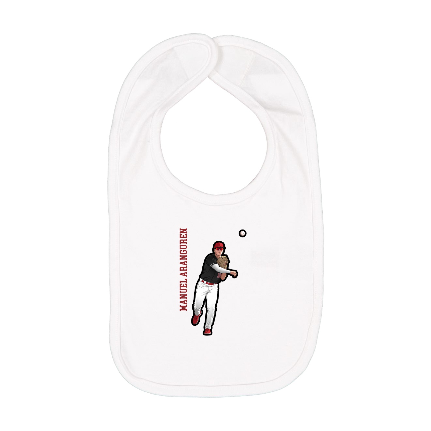 Infant Bib — Name Vertical in White
