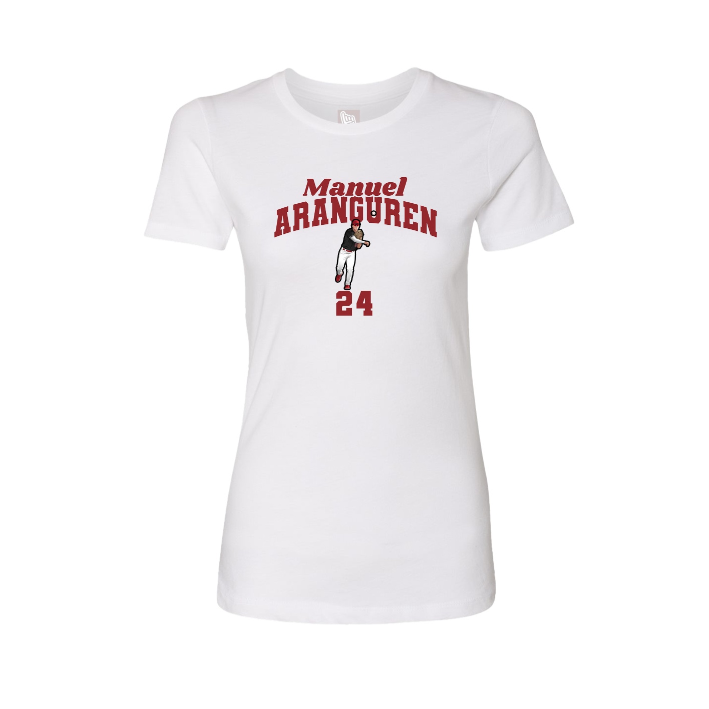 Fitted Women's Tee — Signature Arch in White