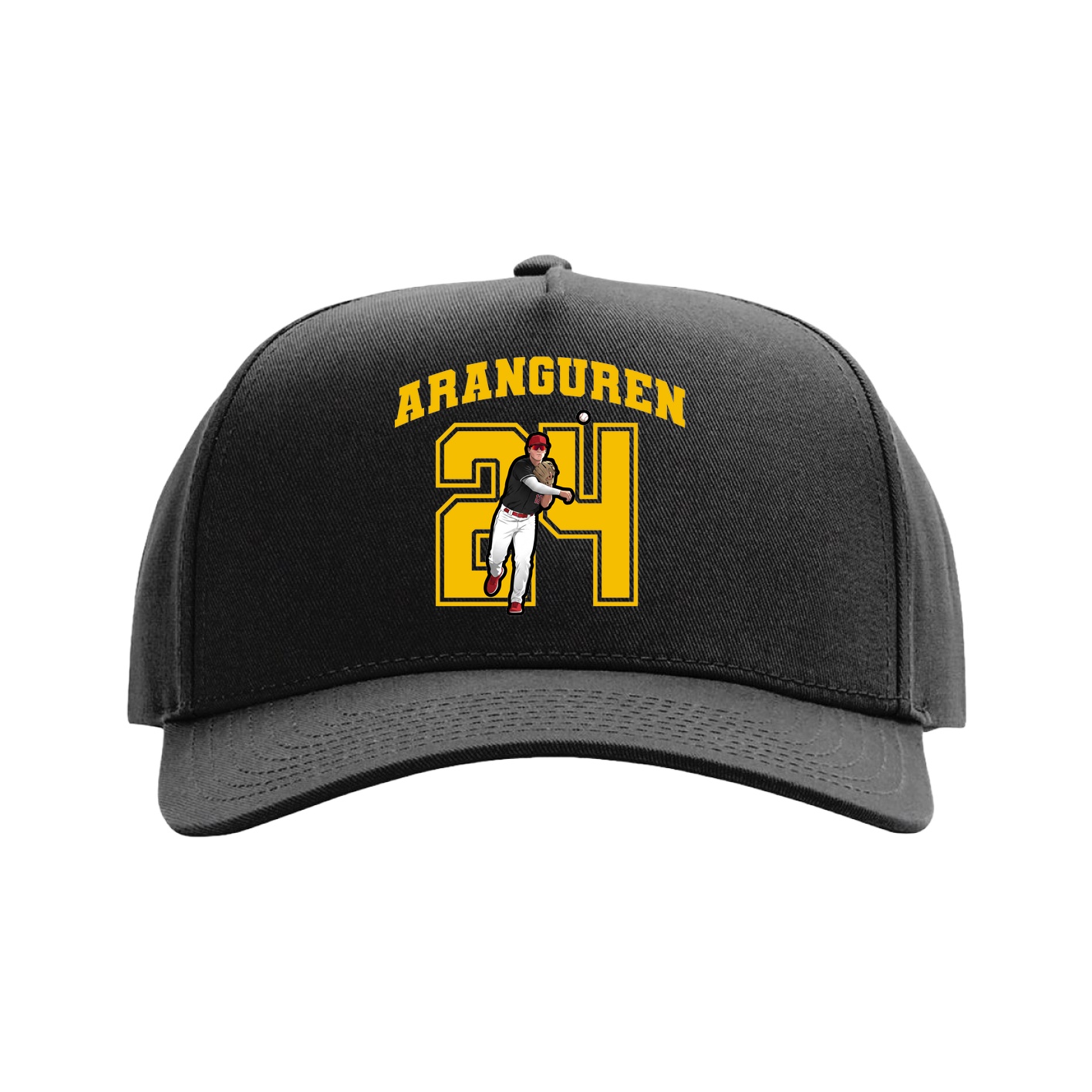 Full Fabric Five-Panel Champ Cap — Number in Black