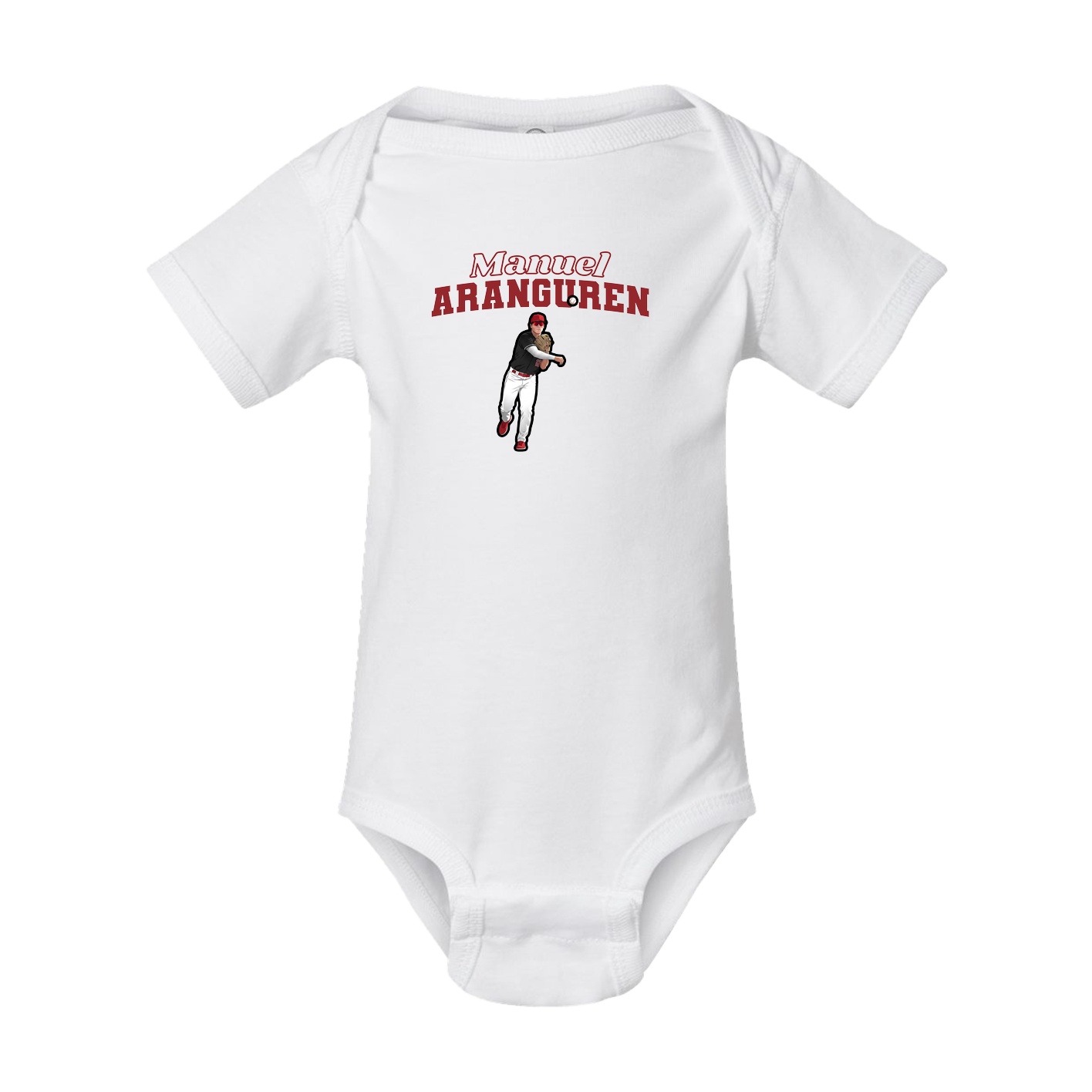 Baby Onesie — Name Arch in White