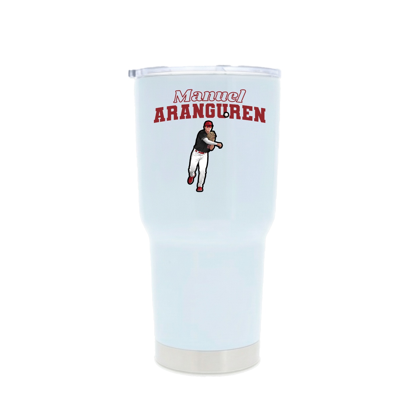 30oz Stainless Steel Tumbler — Name Arch in White