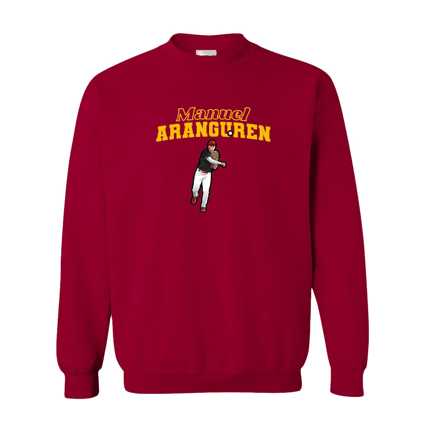 Fleece Crew — Name Arch in Cardinal