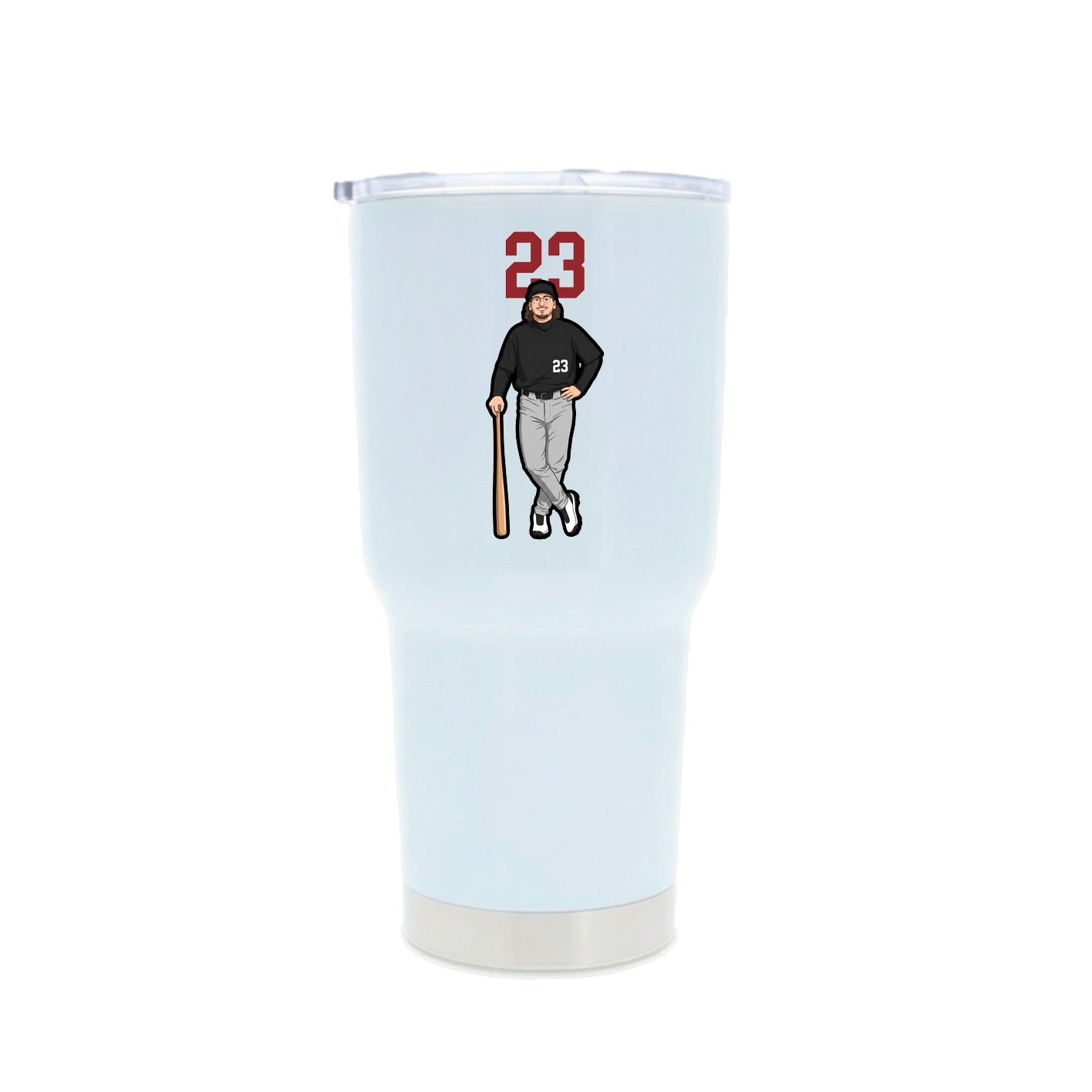 30oz Stainless Steel Tumbler — Number Top in White
