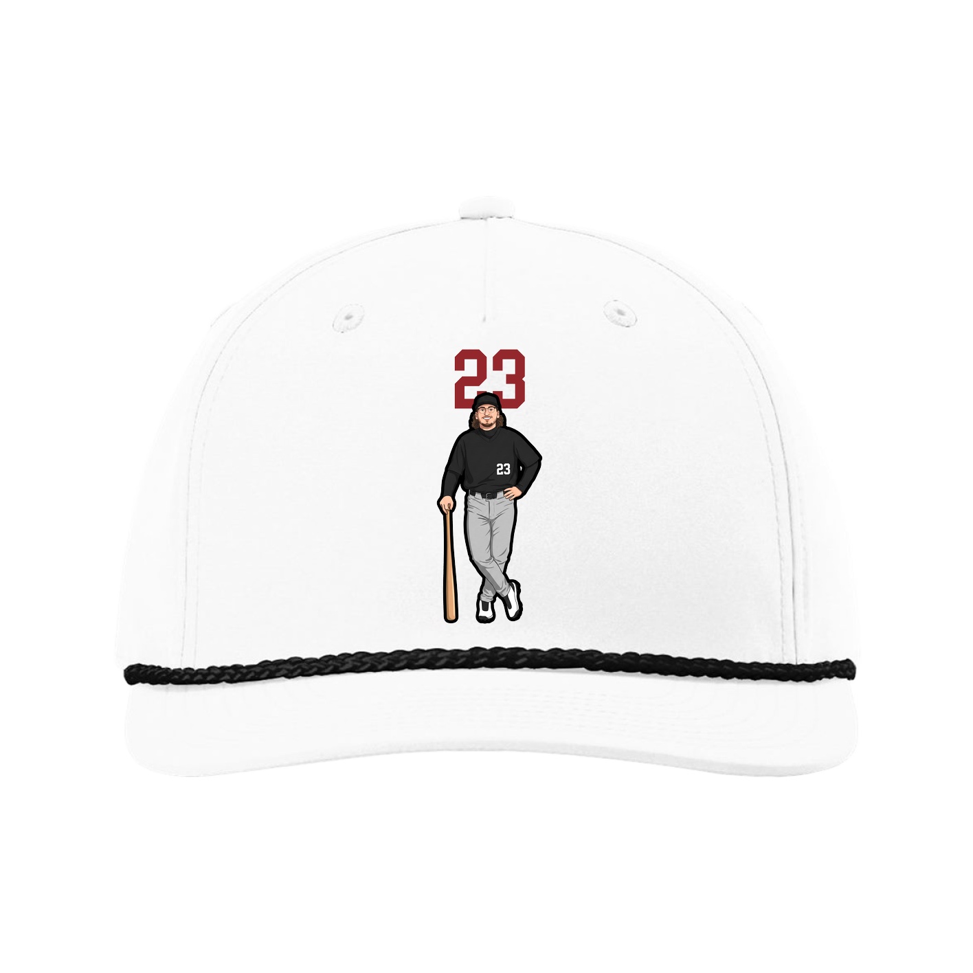 Five-Panel Classic Rope Cap — Number Top in White