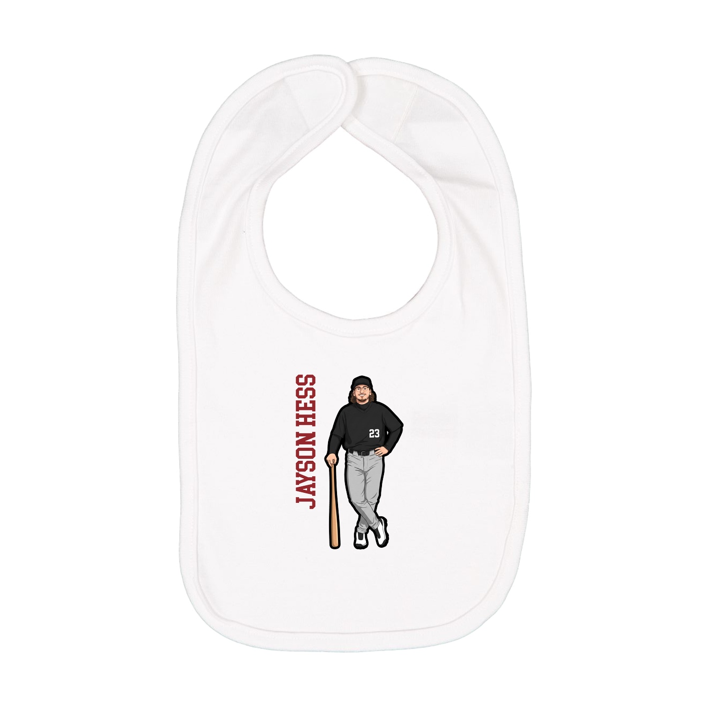 Infant Bib — Name Vertical in White