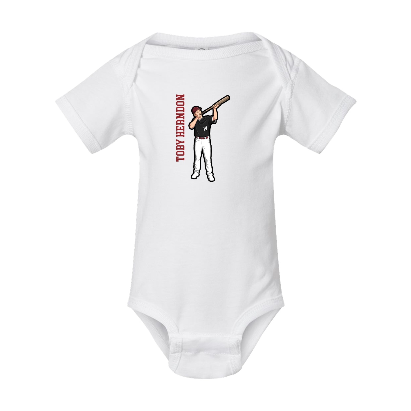 Baby Onesie — Name Vertical in White